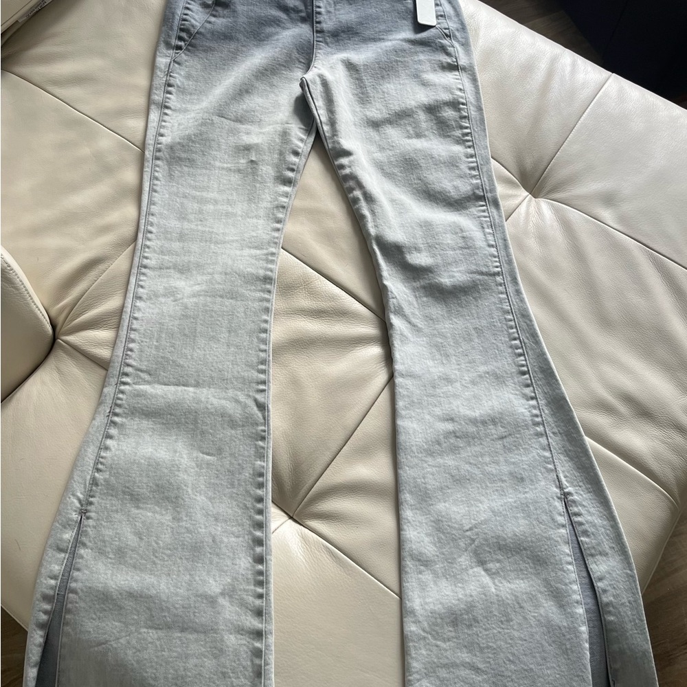 Tractr Pale Gray High-Rise Flare Jeans